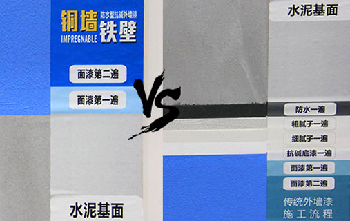 銅墻鐵壁防水抗堿外墻漆_鐵壁B系列性能：免抗堿底漆，直接水泥基面上施工